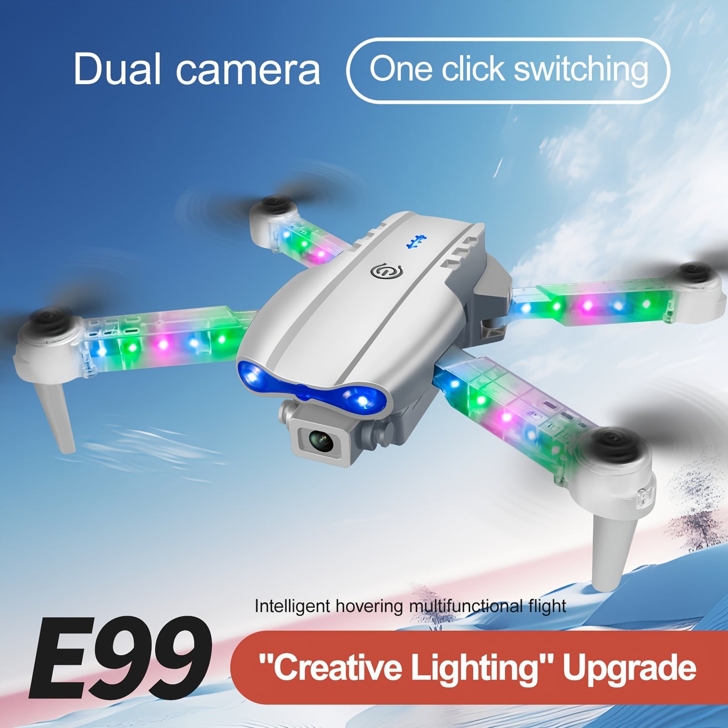 2025 E99 Pro Max Drone, App Control, FPV Real-time Video RC Quad , 360-degree Rotation, As A Toy Gift + 2 Batteries