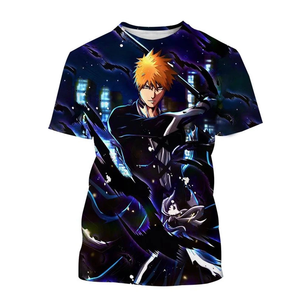 Hot sale Summer Kurosaki Ichigo 3D print T-shirt anime BLEACH fashion o neck short-sleeved men's and women's casual tops kids