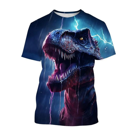 Fashion Animal Dinosaur 3D Printed T-shirt For Men Hot Sale Tyrannosaurus Short-sleeved Round Neck Tee Shirt Casual Street Tops