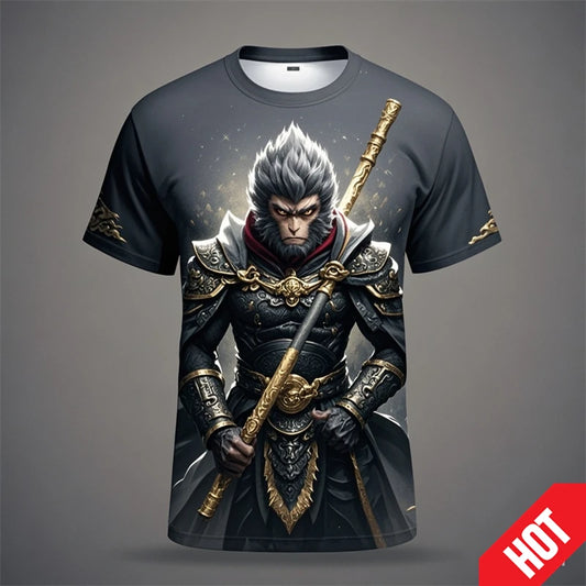 Novelty T Shirt For Men Shirt Black Myth Wukong Game 3d Printed T-shirt Clothing Designer Short Sleeve Tees Vintage Tshirt 2024