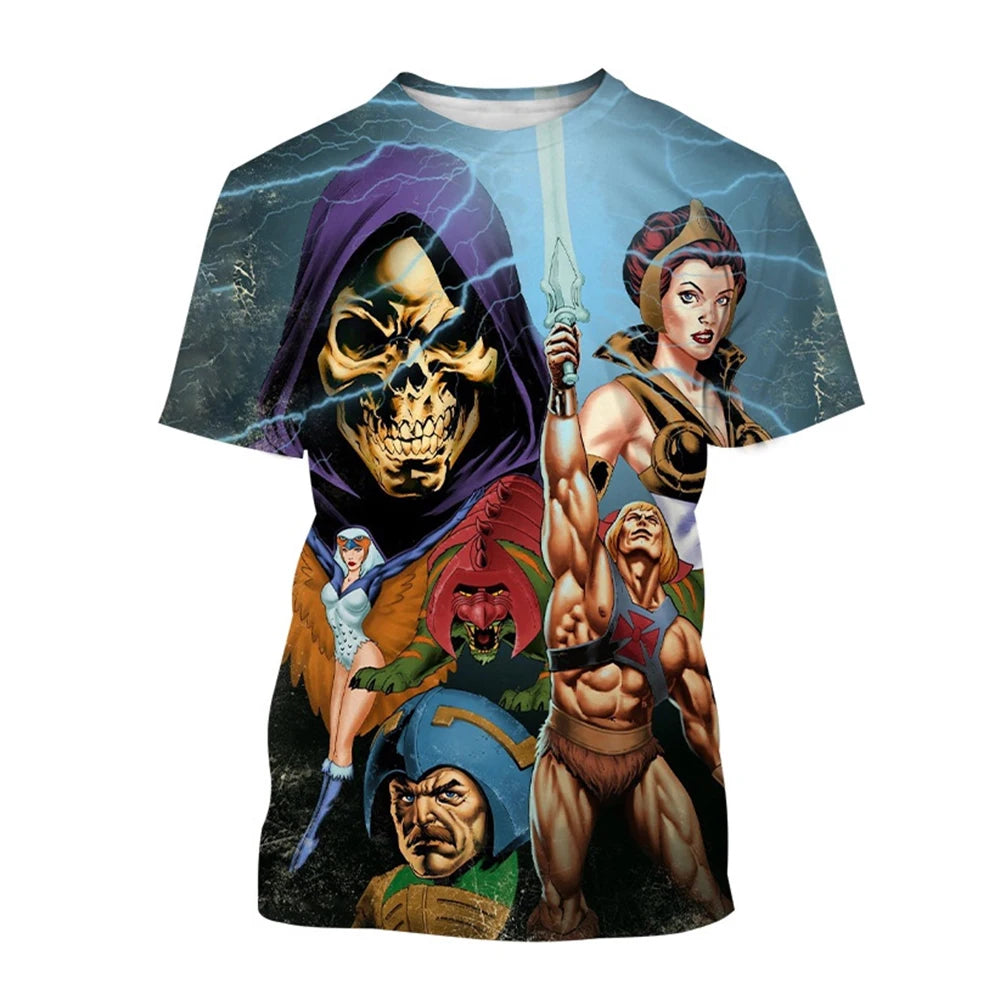 New Fashion Cartoon Anime He-Man Universe Master T-Shirt 3D Print Unisex Kid Casual Street Hip Hop Personality Short Sleeve Top