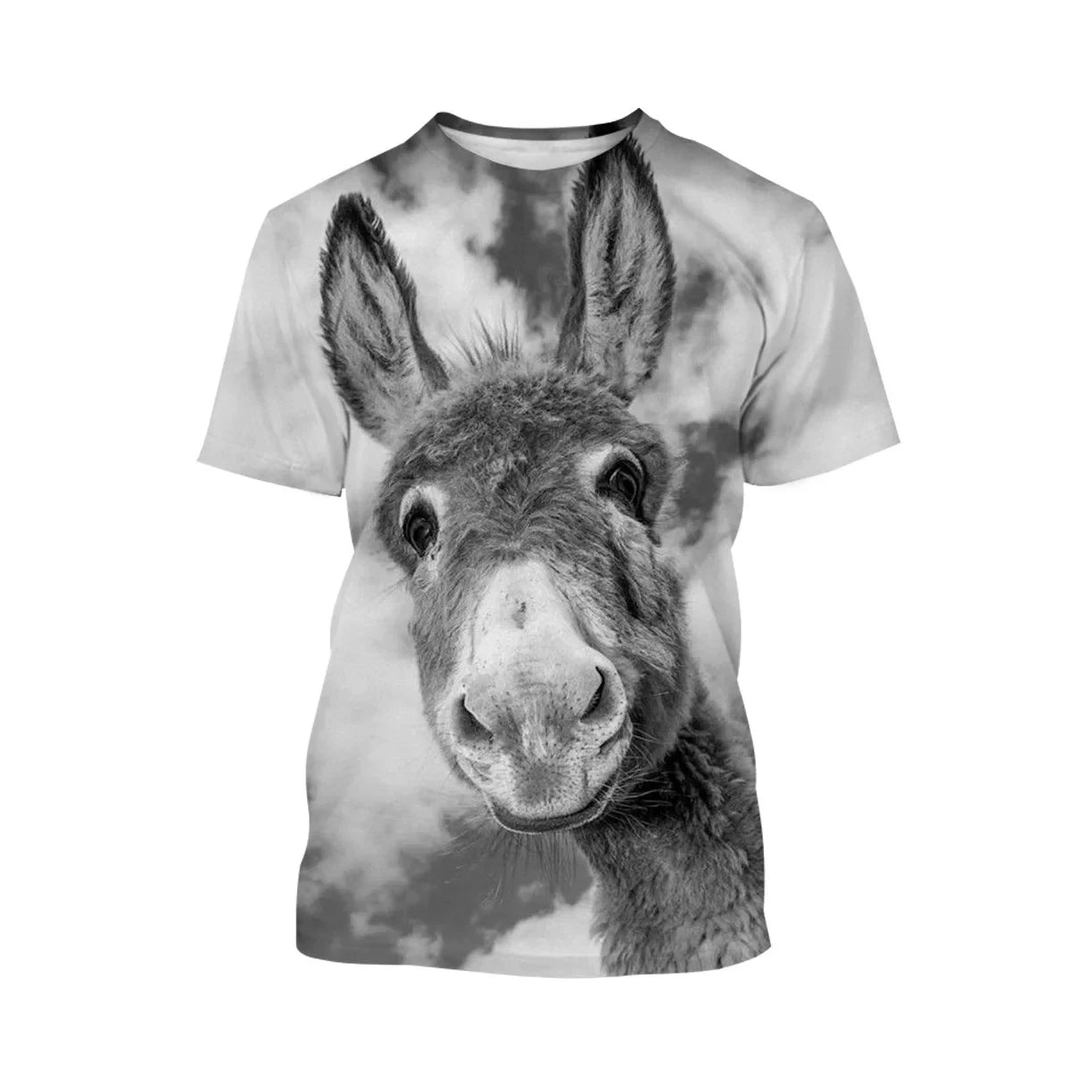 Eye-Catching 3D Print Donkey T-Shirt Unisex Oversized Casual Streetwear Short Sleeve Top for Men Women Kids