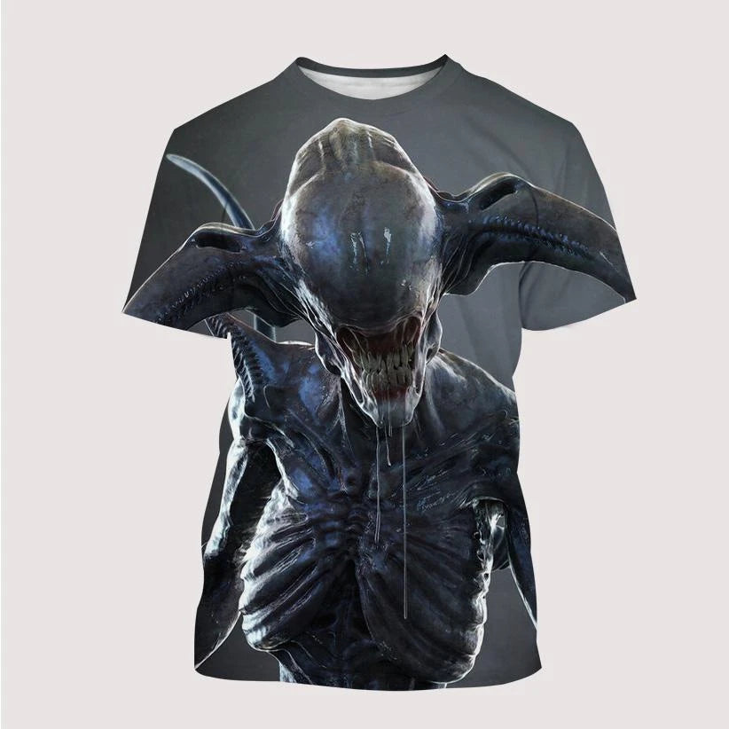 New 2023 Product Xenomorph Alien 3D Printed T-Shirt Short Sleeved T-Shirt Cartoons Unisex Men's T-shirt