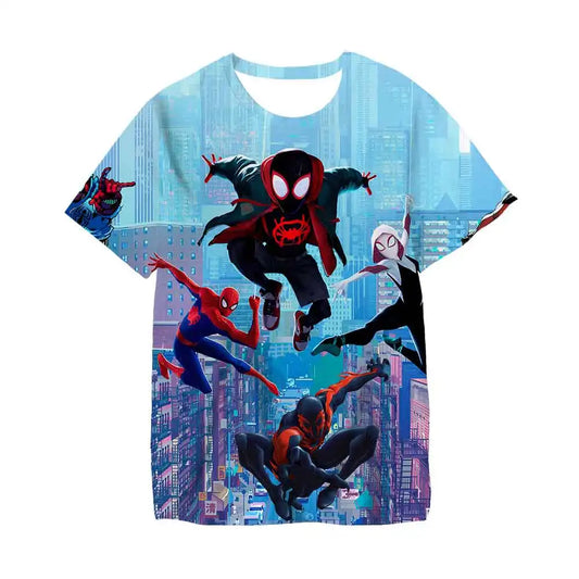 MINISO T-Shirts Superhero Spiderman 3d Printed Streetwear Kids Adults Fashion Oversized T Shirts Kids Boys Girls Tops Clothing