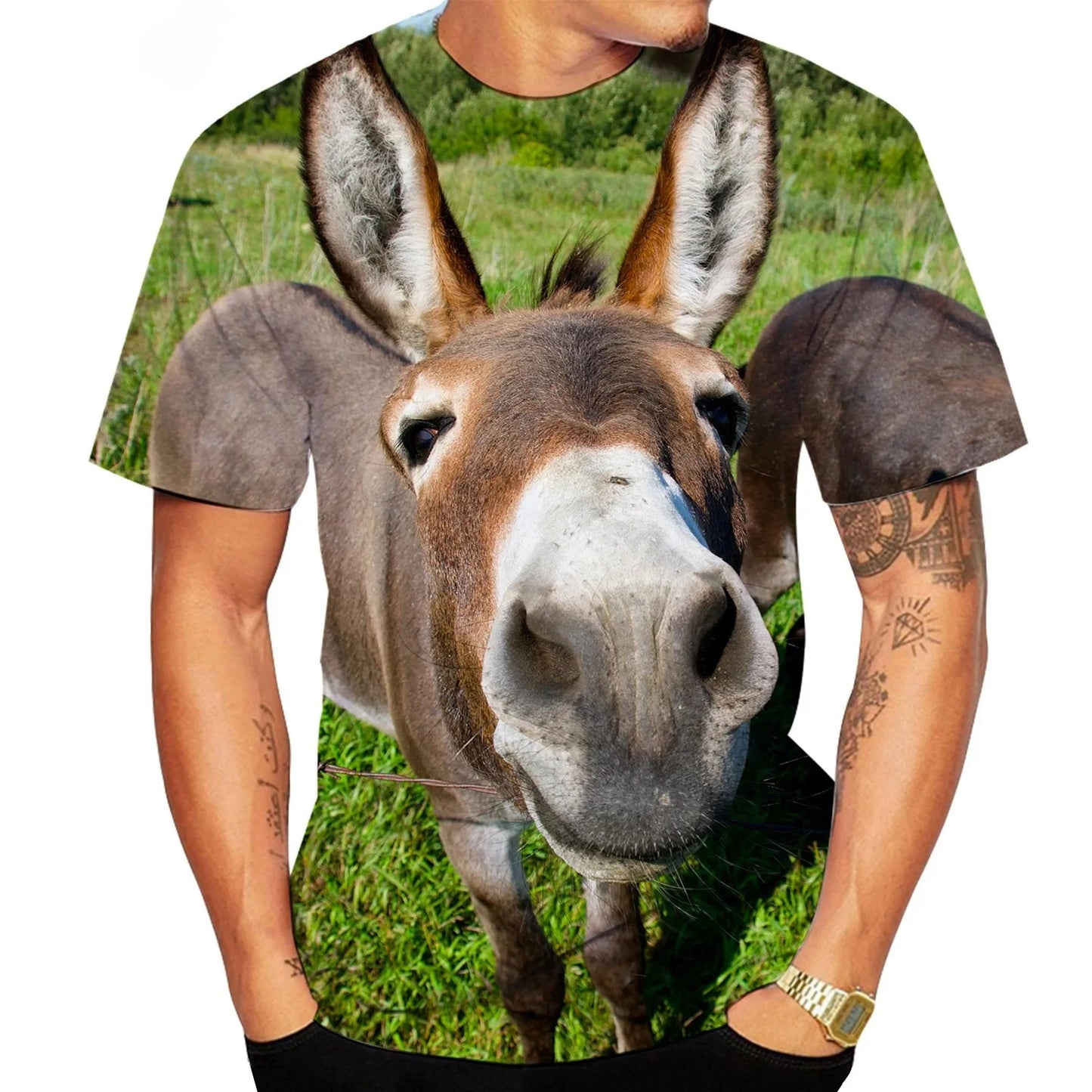 Eye-Catching 3D Print Donkey T-Shirt Unisex Oversized Casual Streetwear Short Sleeve Top for Men Women Kids