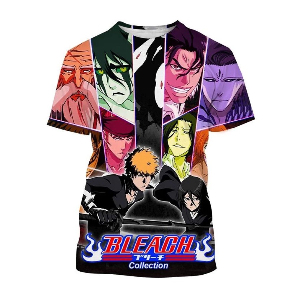 Hot sale Summer Kurosaki Ichigo 3D print T-shirt anime BLEACH fashion o neck short-sleeved men's and women's casual tops kids