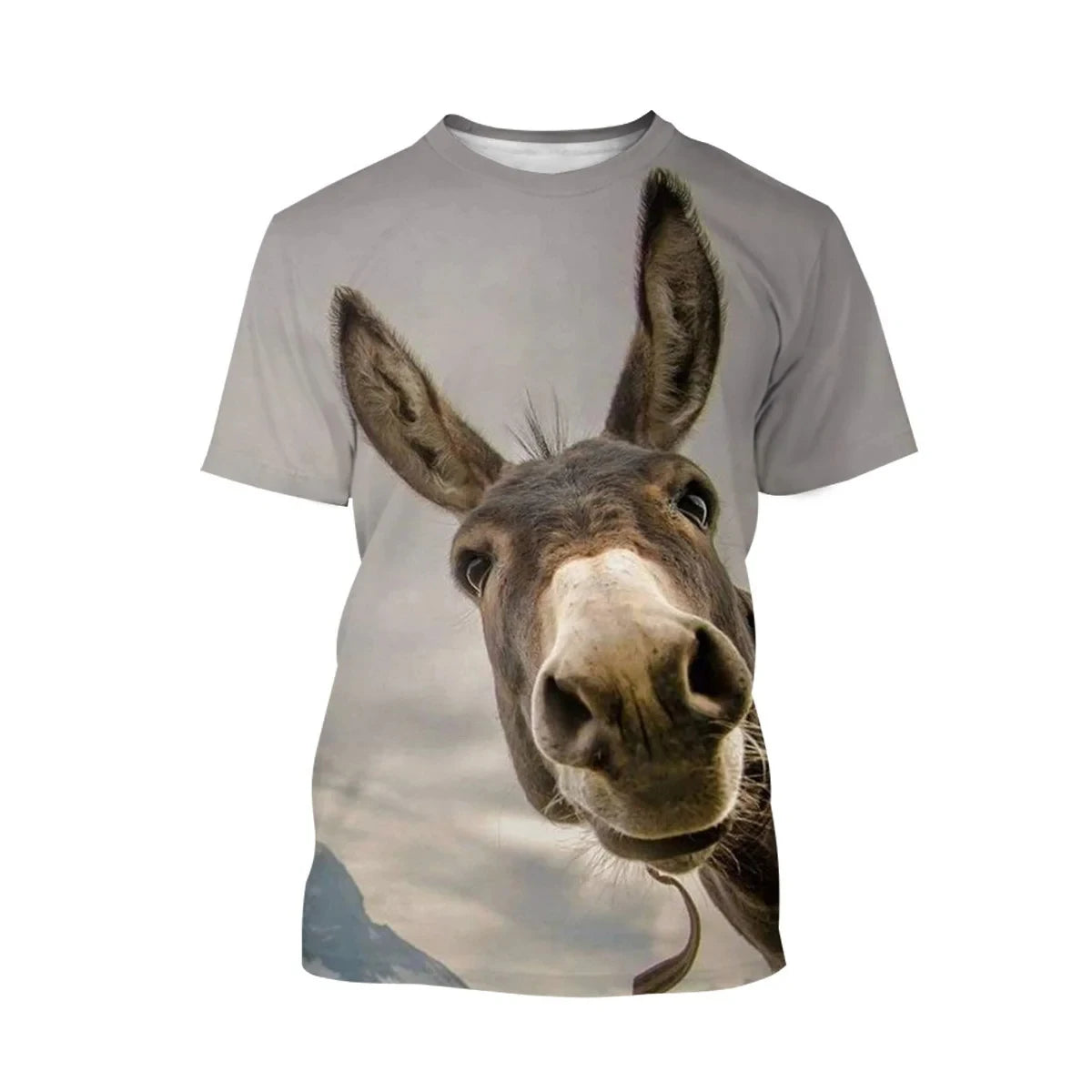 Eye-Catching 3D Print Donkey T-Shirt Unisex Oversized Casual Streetwear Short Sleeve Top for Men Women Kids