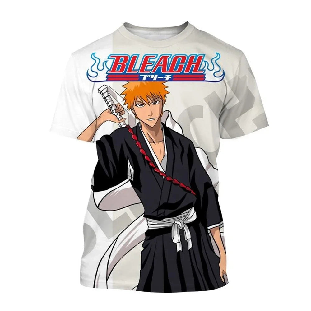 Hot sale Summer Kurosaki Ichigo 3D print T-shirt anime BLEACH fashion o neck short-sleeved men's and women's casual tops kids