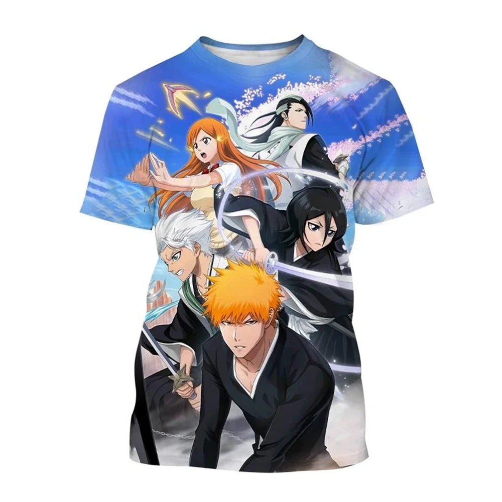 Hot sale Summer Kurosaki Ichigo 3D print T-shirt anime BLEACH fashion o neck short-sleeved men's and women's casual tops kids