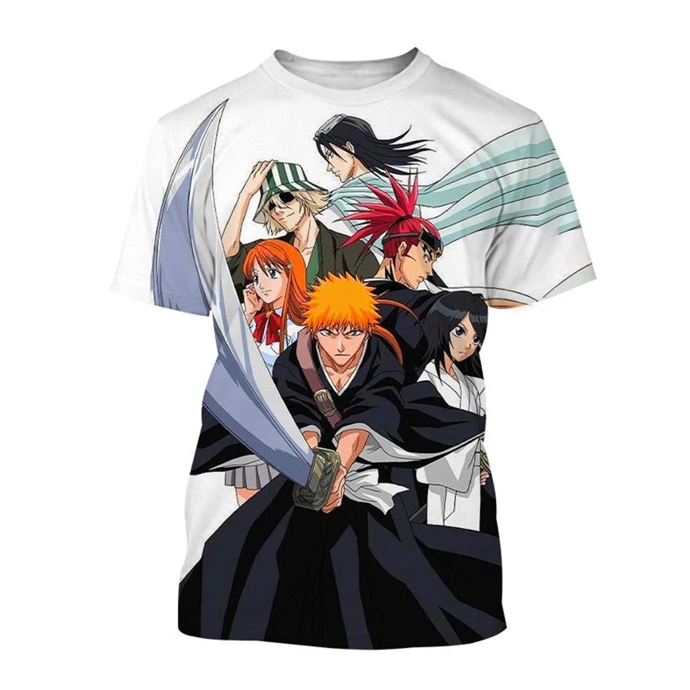 Hot sale Summer Kurosaki Ichigo 3D print T-shirt anime BLEACH fashion o neck short-sleeved men's and women's casual tops kids