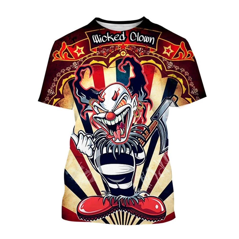 Men's 3D Printed Posse ICP Joker Cards T-Shirt Short Sleeve Casual Rock Hip Hop Top for Eye Catching Style