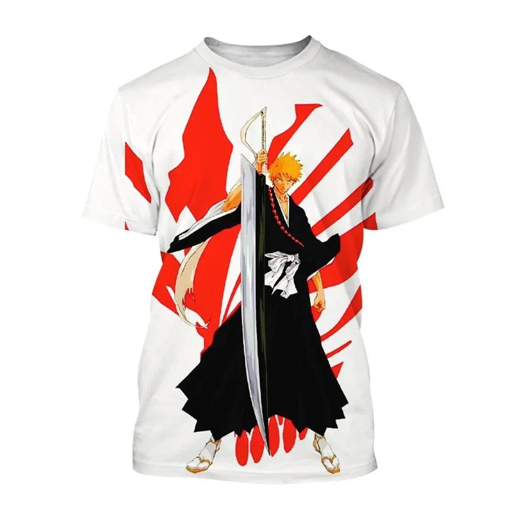 Hot sale Summer Kurosaki Ichigo 3D print T-shirt anime BLEACH fashion o neck short-sleeved men's and women's casual tops kids