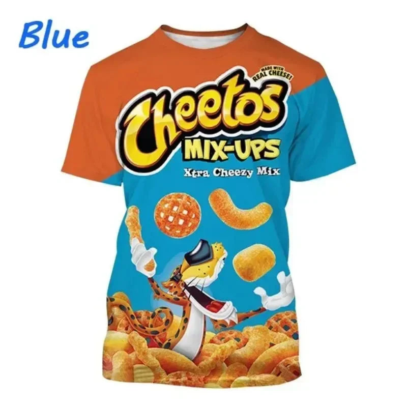 Cheetos 3d Printed T-shirt Funny Fashion Casual Cheetos Potato Chips Personality Food T-shirt Cosplay Men's Clothing Quality