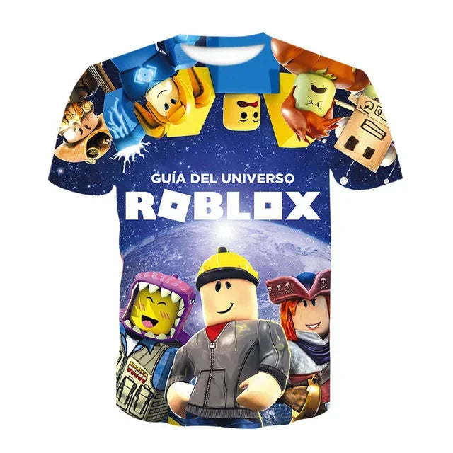 kid Roblox T-shirt Boys T-shirt Child  Game Short sleeve top 3D Printing Casual Street Clothes