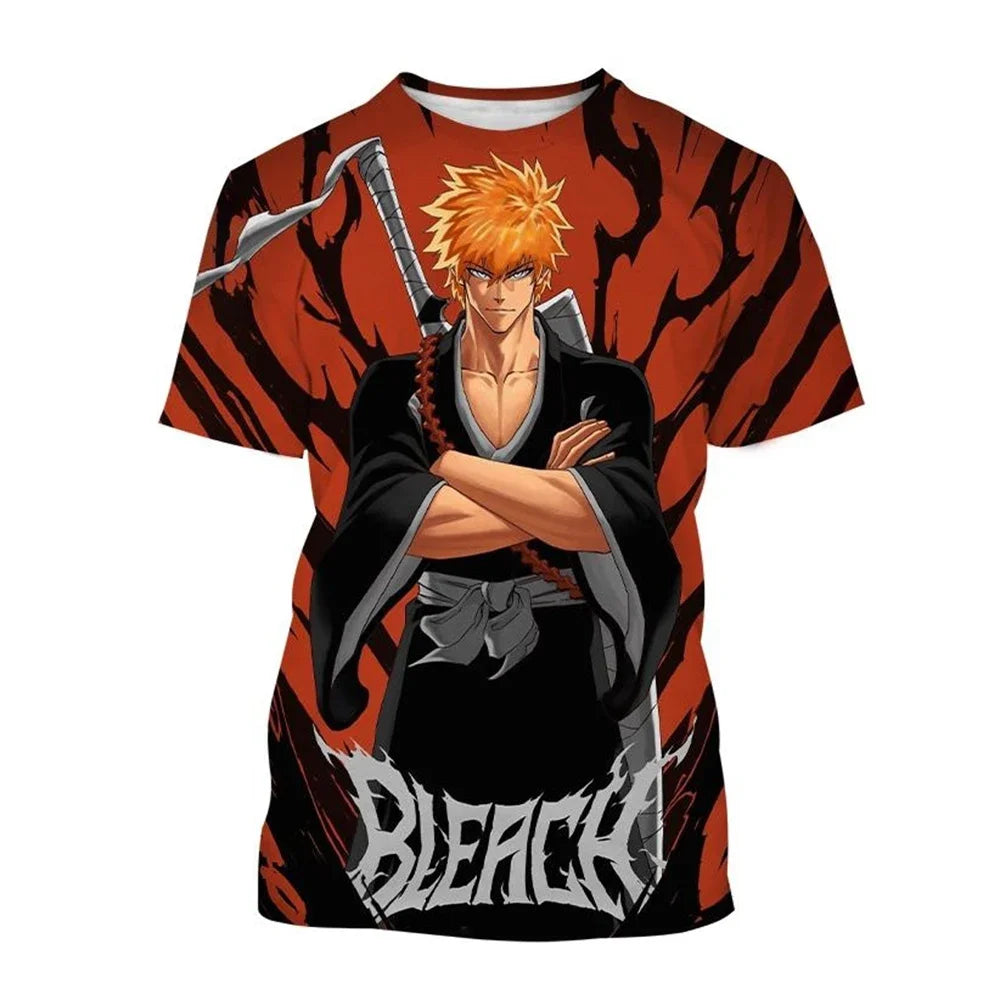 Hot sale Summer Kurosaki Ichigo 3D print T-shirt anime BLEACH fashion o neck short-sleeved men's and women's casual tops kids