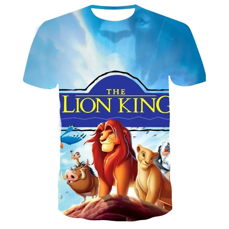 2024 Summer Disney The Lion King Simba 3d Print T Shirt Kids Short Sleeve Tshirts Casual Boys Girls Tops Men Women Clothing