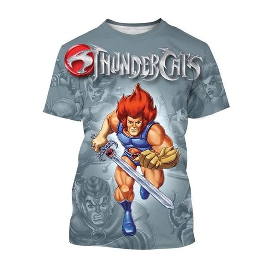 Thundercats 3D Logo T-shirt Unisex Retro Anime Short Sleeves Casual Cool Design for Men Women Kids