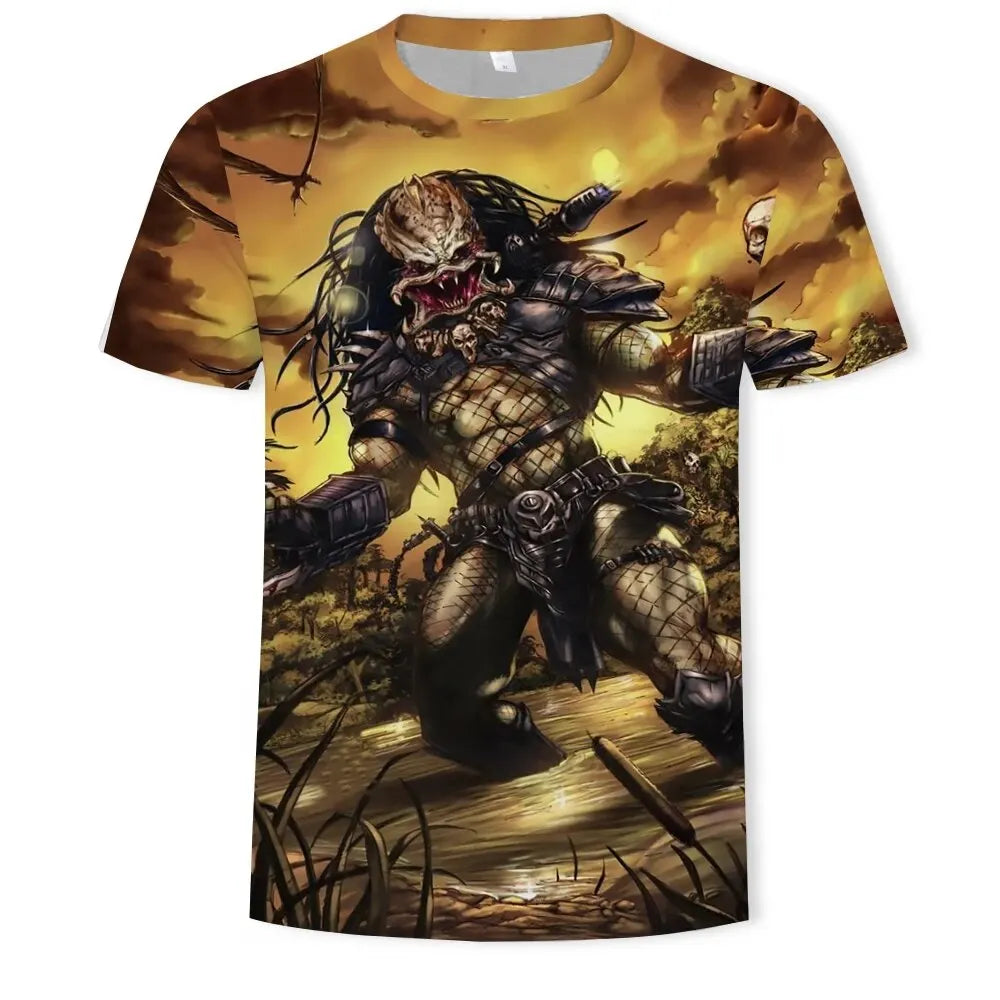 MINISO 3D Printed Movie the Predator Men's Alien Killer Men's T-shirt Cartoon T-shirt Harajuku Fashion Adults Kids Tops Clothing