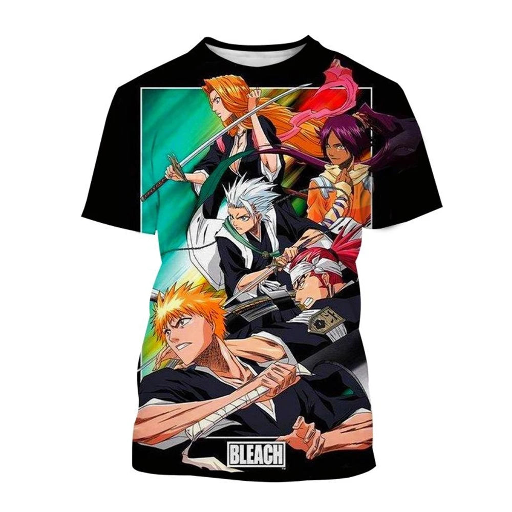 Hot sale Summer Kurosaki Ichigo 3D print T-shirt anime BLEACH fashion o neck short-sleeved men's and women's casual tops kids