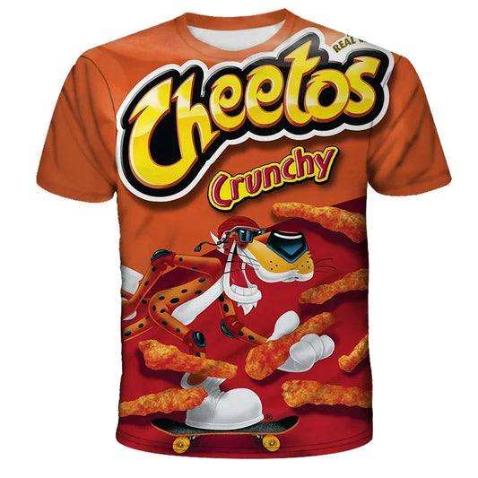 2024 New Hip Hop Fashion 3d Oversized T Shirt For Men Cheetos Fast Food Loose Clothing Summer Tops Tees Delicious men Clothing