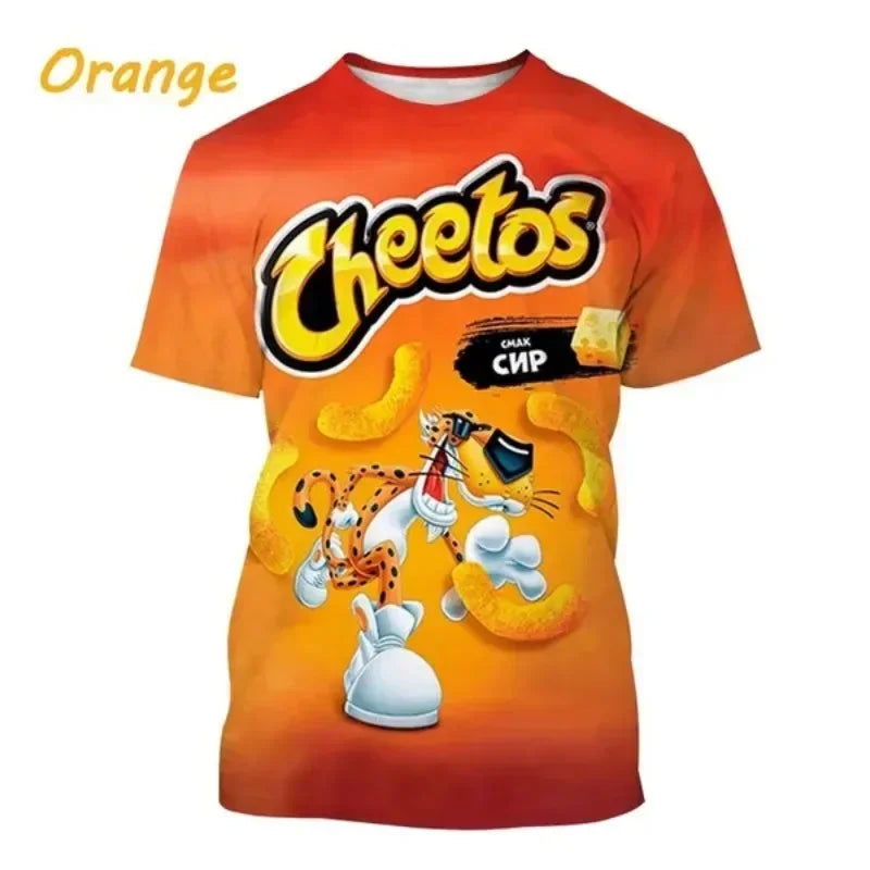 Cheetos 3d Printed T-shirt Funny Fashion Casual Cheetos Potato Chips Personality Food T-shirt Cosplay Men's Clothing Quality