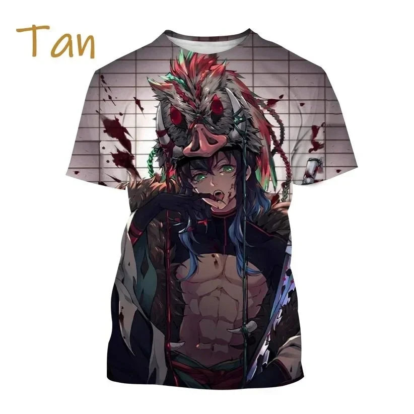 2024 3D Printing Demon Slayer - Harajuku T-shirt Top, Comfortable on the Street, Casual, New Trends, Fashion