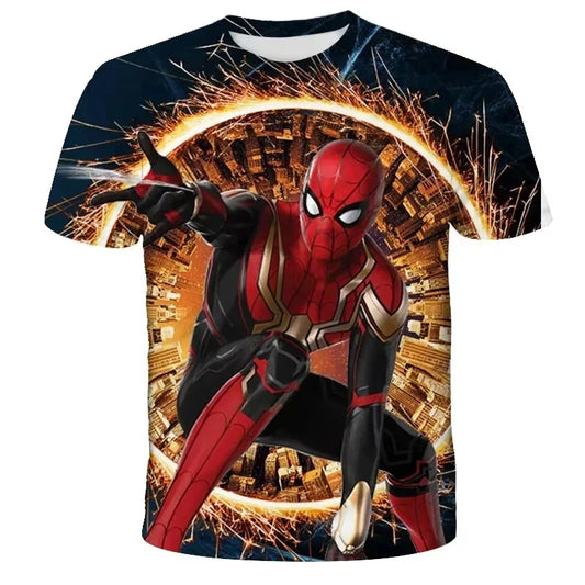 （Miniso）Fashion Hip Hop 3D Print Spiderman Avengers Men T Shirt Top SummerKids Adults Casual T-shirt Tees Men Clothing Tshirt