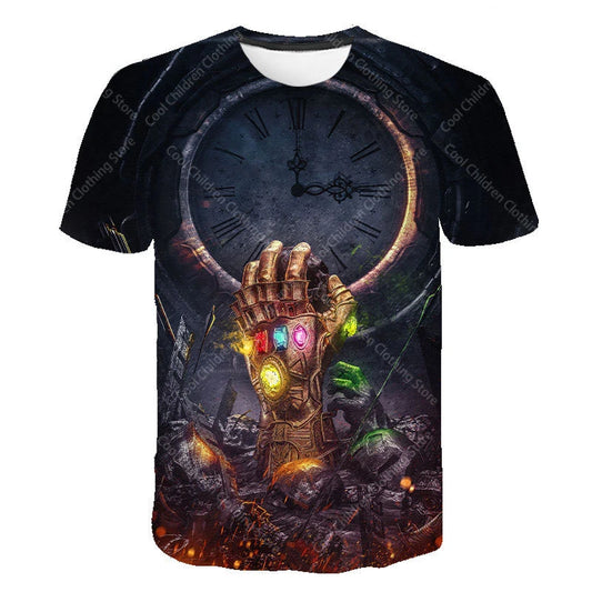 Marvel Thanos 3D Cartoon Printed T-Shirt for Boys Girls Casual Street Wear Suitable for Men Kids Adults