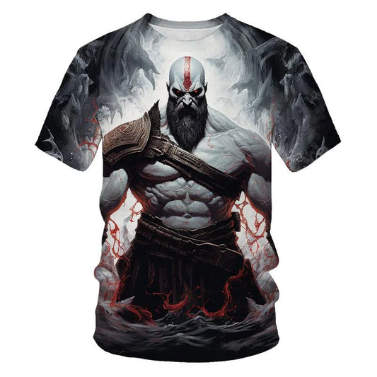 New Summer Fashion 3D Game God Of War Print T Shirt Kratos Graphic T-shirts For Men Kid Cool Hip Hop Short Sleeves Harajuku Tops