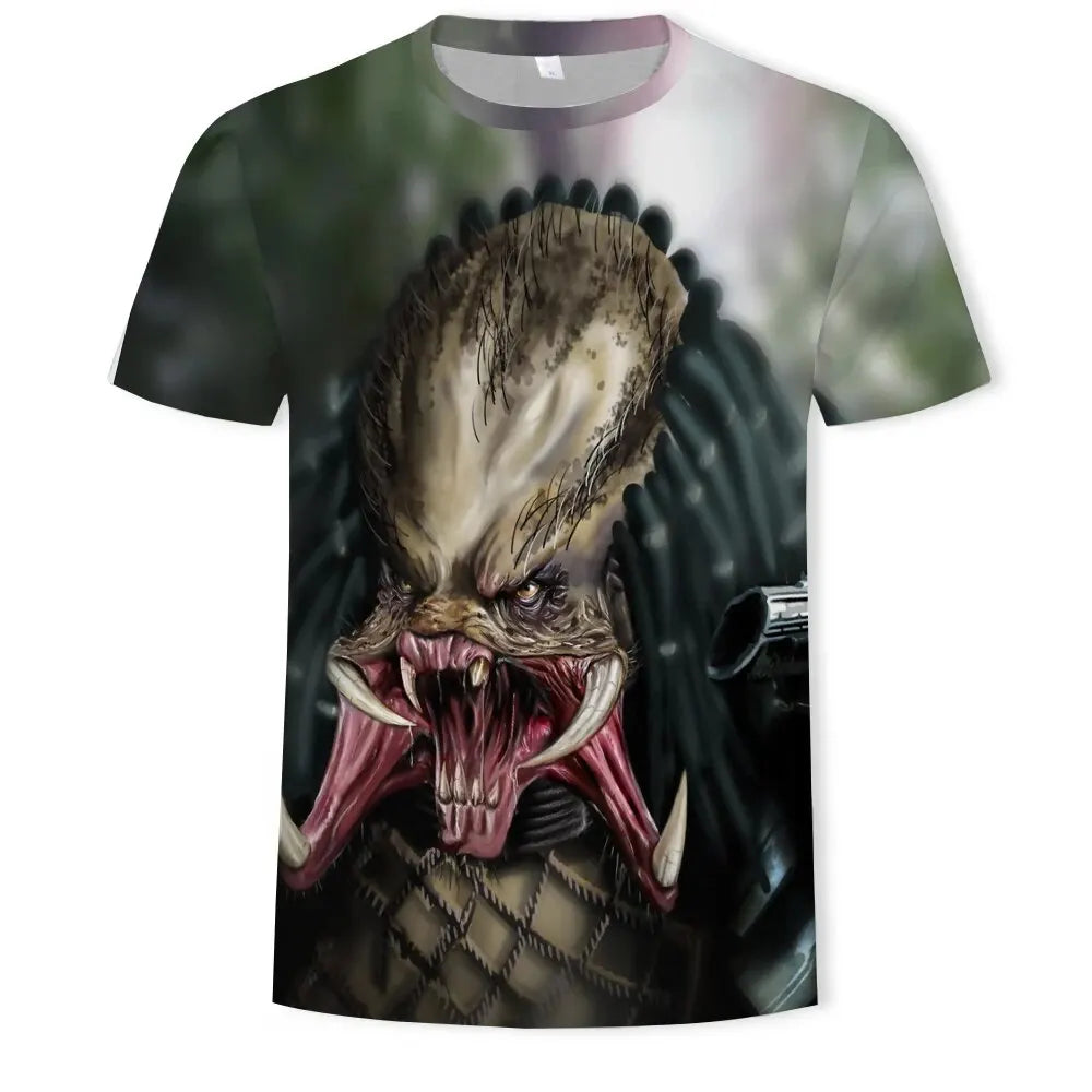 MINISO 3D Printed Movie the Predator Men's Alien Killer Men's T-shirt Cartoon T-shirt Harajuku Fashion Adults Kids Tops Clothing