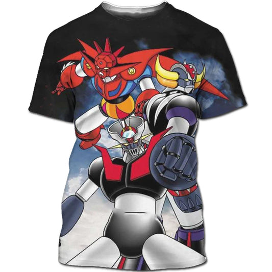 Mazinger Z 3D Print T-Shirt Unisex O-Neck Short Sleeve Streetwear Top for Men Women Kids Eye Catching Design