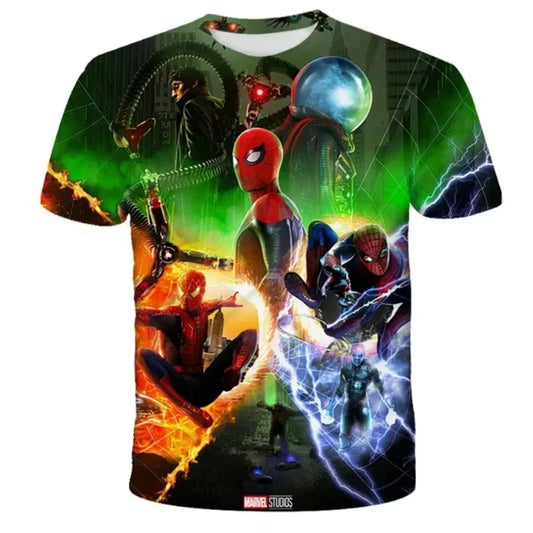 Miniso 3D Print Spiderman Avengers Men's T-Shirt Short Sleeve for Kids Adults Eye Catching Summer Top