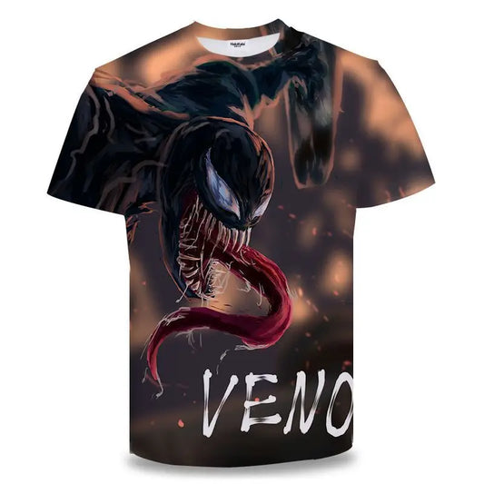 New Summer Kids Venom Cartoon Tops Tees 3D Print T-shirt Children Casual Short Sleeve Clothing Boys Girls Sports Streetwear