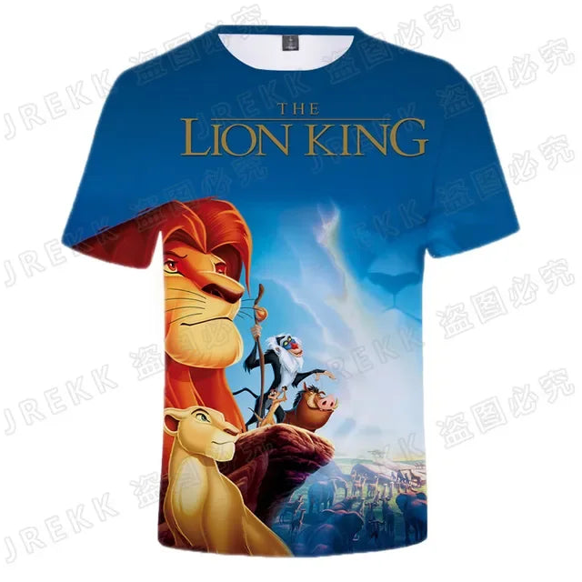 Summer Short Sleeve the Lion King Anime 3d Print T-Shirt Teen Children Casual Streetwear Boy Girl Kids Cool Tee