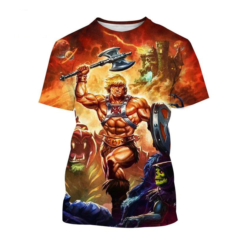 Anime Masters of the Universe 3D Printed T-shirt He-Man Fashion Men's Women Kids Casual Street Short-sleeved Top