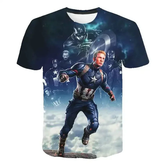 Disney 2024 Avengers Boys T-shirts Cool Captain America/Thor Hero 3D Printed Baby Casual Top For Summer New Clothing 3-14Y