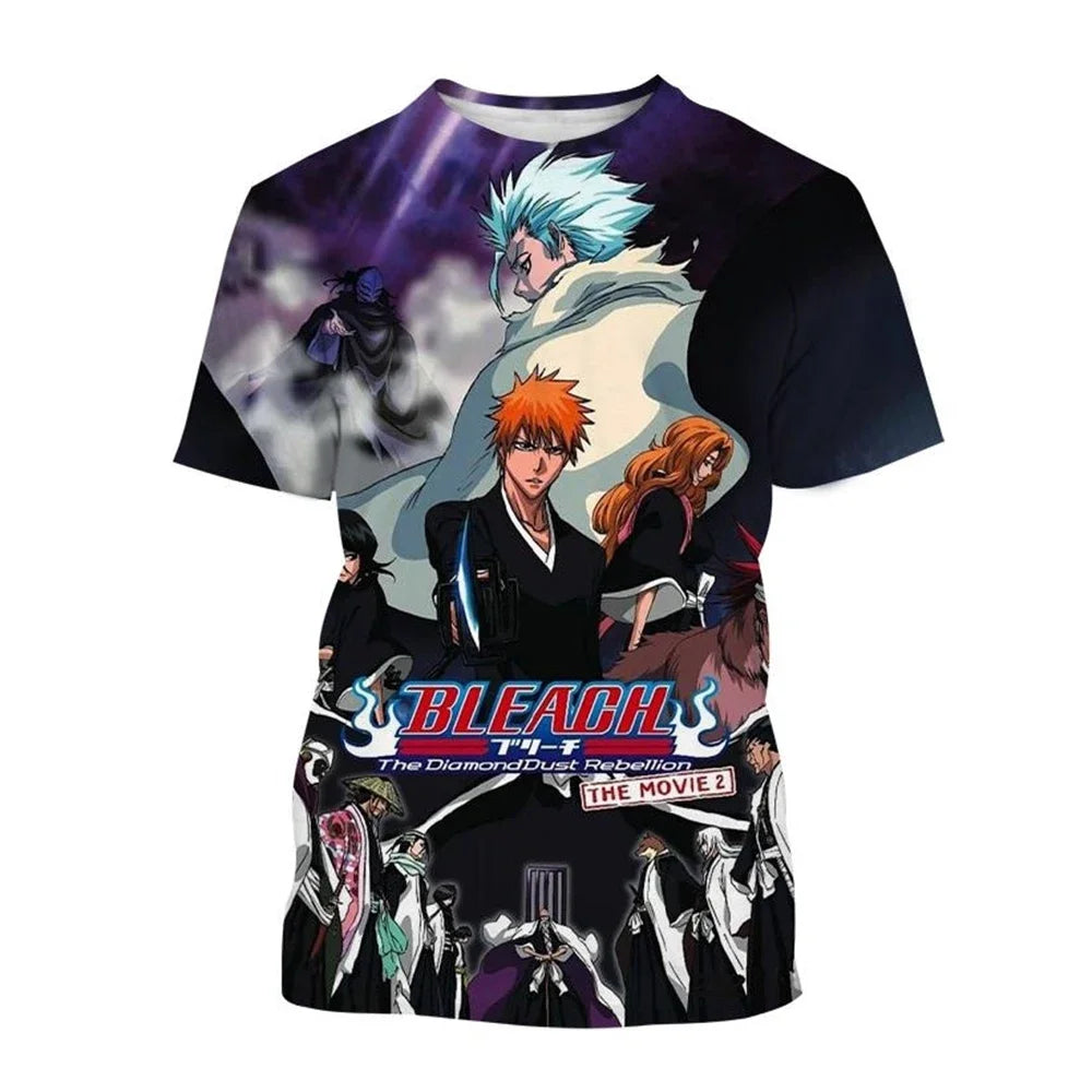 Hot sale Summer Kurosaki Ichigo 3D print T-shirt anime BLEACH fashion o neck short-sleeved men's and women's casual tops kids