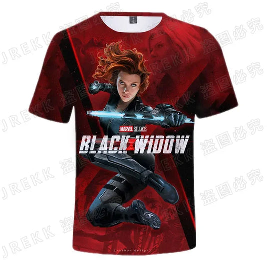 Summer Marvel The Avengers 3D T shirt Teen  Children Streetwear Black Widow Printed T-shirts Boy Girl Kids  Cool Tops Tee