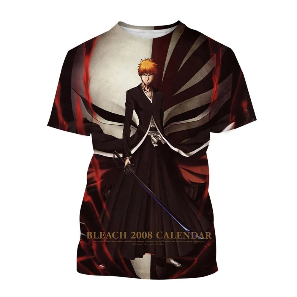 Hot sale Summer Kurosaki Ichigo 3D print T-shirt anime BLEACH fashion o neck short-sleeved men's and women's casual tops kids