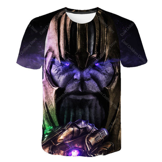 24 New Miniso Summer Boy Girl Marvel Thanos T-Shirt 3D Cartoon Printed Casual Street Tee For Man Kid/Adult Parent-Child Top