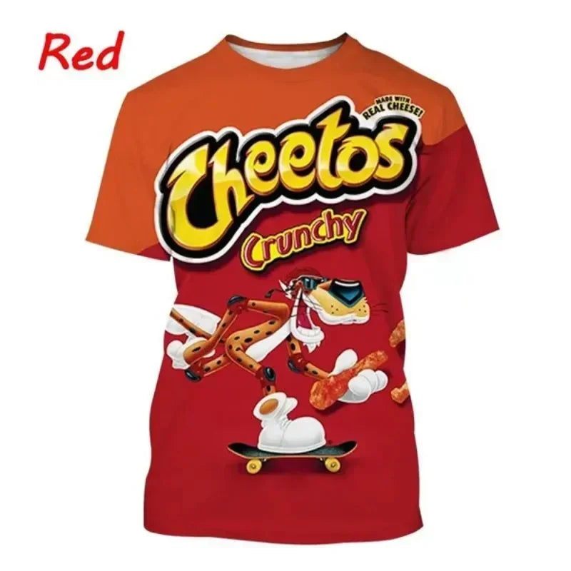 Cheetos 3d Printed T-shirt Funny Fashion Casual Cheetos Potato Chips Personality Food T-shirt Cosplay Men's Clothing Quality