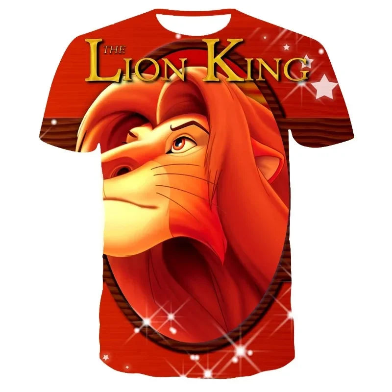 2024 Summer Disney The Lion King Simba 3d Print T Shirt Kids Short Sleeve Tshirts Casual Boys Girls Tops Men Women Clothing