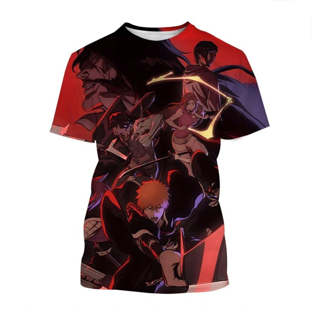 Hot sale Summer Kurosaki Ichigo 3D print T-shirt anime BLEACH fashion o neck short-sleeved men's and women's casual tops kids