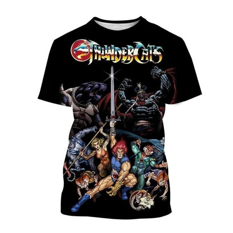 Thundercats 3D Logo T-shirt Unisex Retro Anime Short Sleeves Casual Cool Design for Men Women Kids