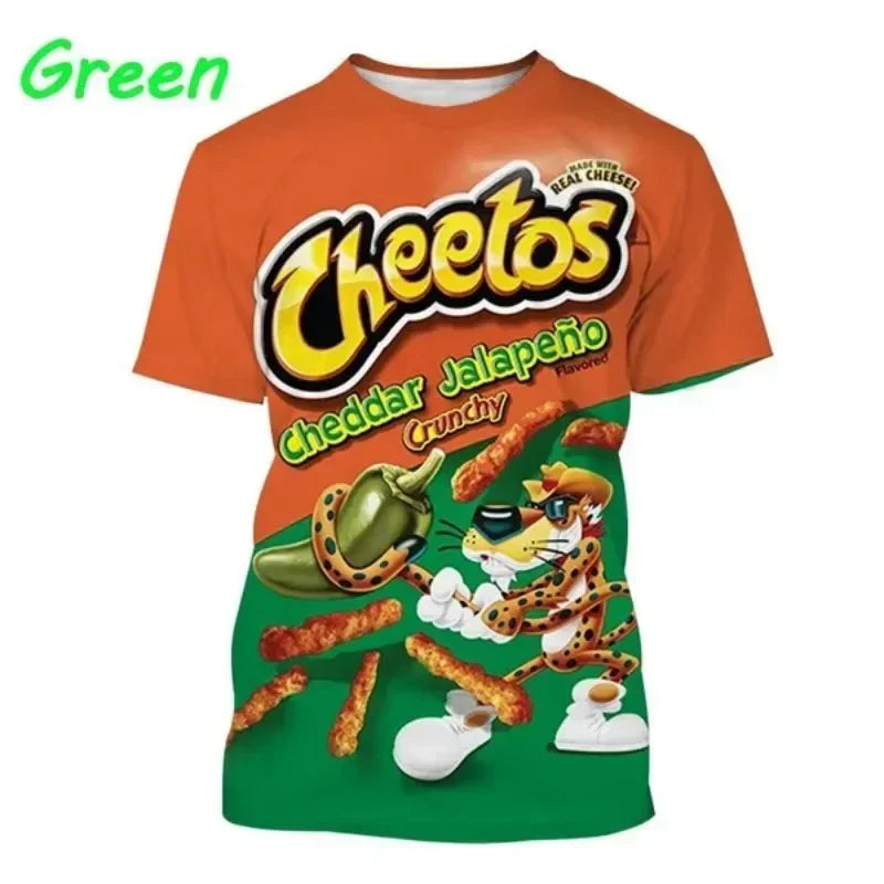 Cheetos 3d Printed T-shirt Funny Fashion Casual Cheetos Potato Chips Personality Food T-shirt Cosplay Men's Clothing Quality