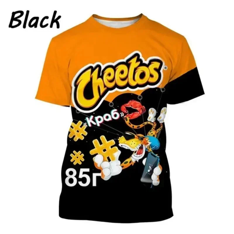 Cheetos 3d Printed T-shirt Funny Fashion Casual Cheetos Potato Chips Personality Food T-shirt Cosplay Men's Clothing Quality