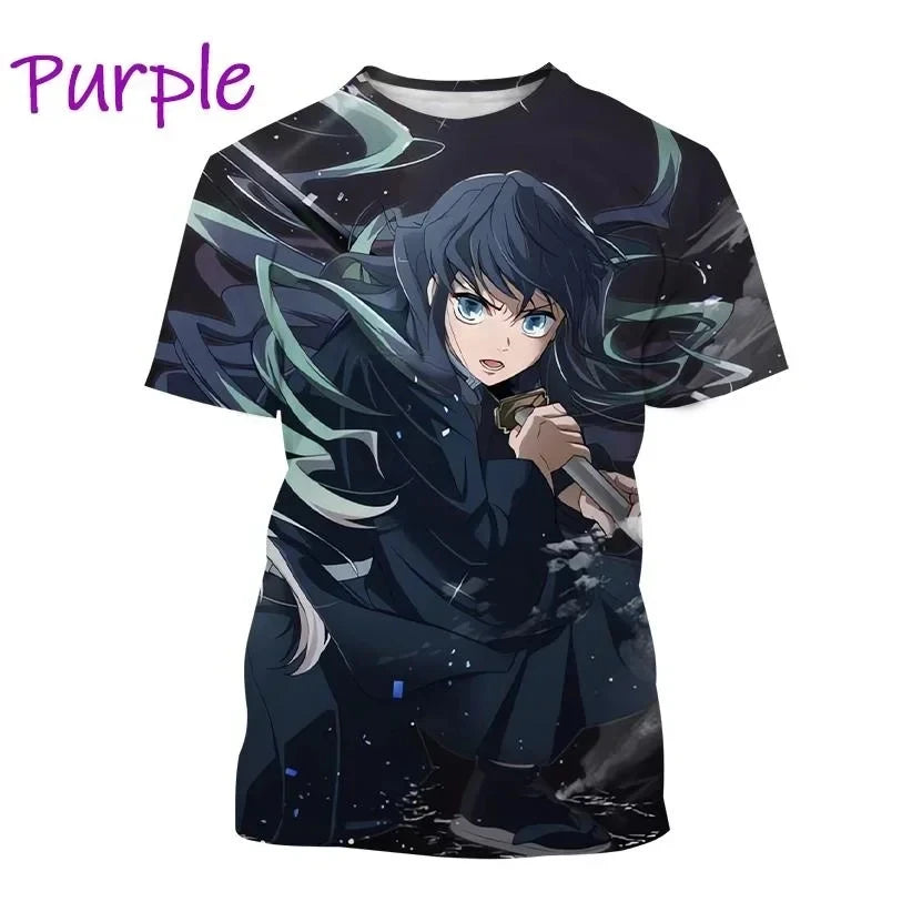 2024 3D Printing Demon Slayer - Harajuku T-shirt Top, Comfortable on the Street, Casual, New Trends, Fashion