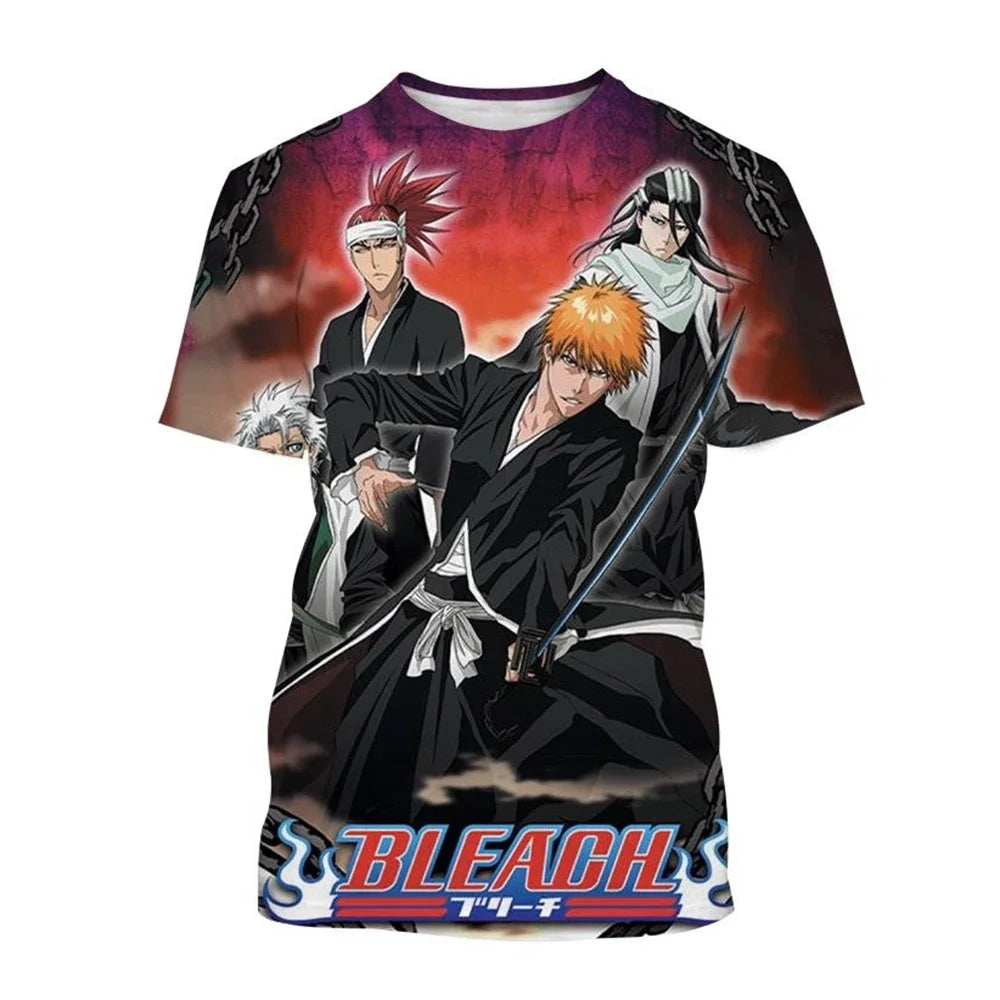 Hot sale Summer Kurosaki Ichigo 3D print T-shirt anime BLEACH fashion o neck short-sleeved men's and women's casual tops kids