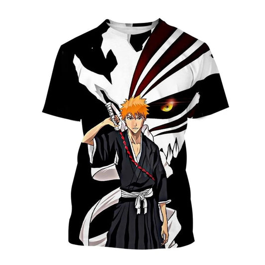 Hot sale Summer Kurosaki Ichigo 3D print T-shirt anime BLEACH fashion o neck short-sleeved men's and women's casual tops kids