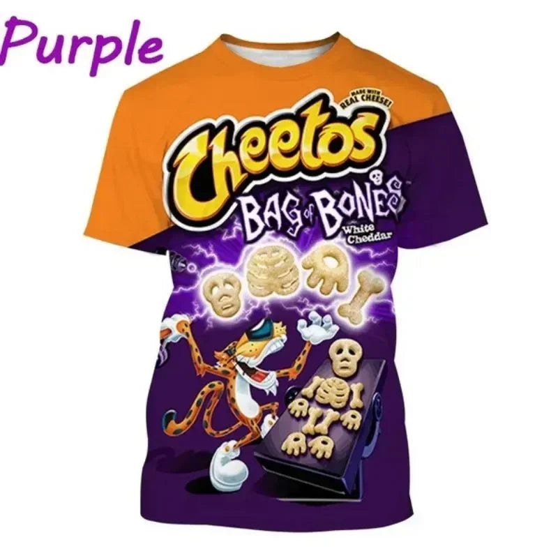 Cheetos 3d Printed T-shirt Funny Fashion Casual Cheetos Potato Chips Personality Food T-shirt Cosplay Men's Clothing Quality